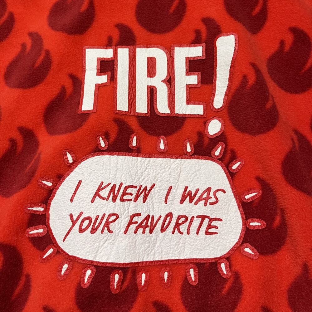 Taco Bell Pajamas Mens L Red Graphic Print Sleepwear Fleece Hooded Zip - Picture 9 of 11